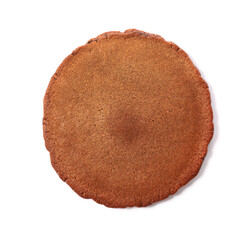 Delicious chocolate pancake on white background