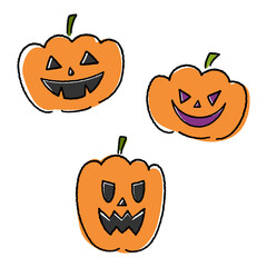 かわいいジャックオランタン／ハロウィン／手描き風