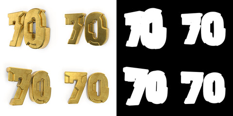 Set of golden number seventy years celebration