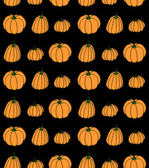 Vector cartoon seamless pattern with pumpkin. Halloween background