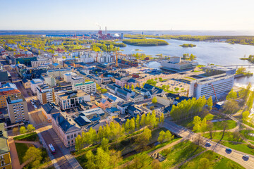 Aerial drone photo of Oulu, Finland