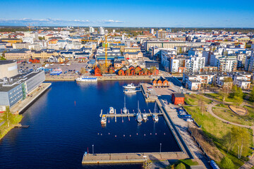 Obraz premium Aerial drone photo of Oulu, Finland