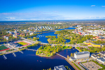 Obraz premium Aerial drone photo of Oulu, Finland