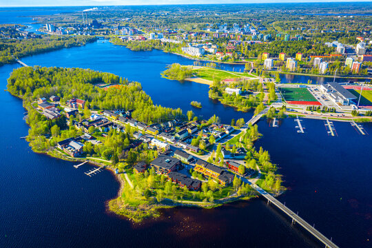 Aerial drone photo of Oulu, Finland