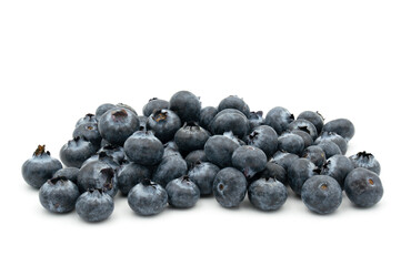 heap of blueberries on white background
