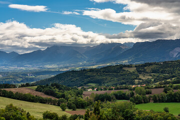 Naklejka na ściany i meble Landscape at Monestier de Clermont near Annecy in Haute-Savoie region of France