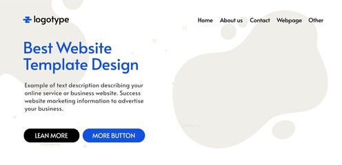 Website template mockup design with modern liquid fluid background shape elements or internet web page banner layout vector, idea for abstract leaflet flyer or poster brochure cover mock up
