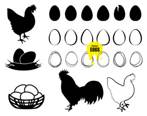 Bio Organic Egg Icons Set for Farm Logo Concept Design