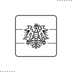 Austria square flag, vector icon in outlines 