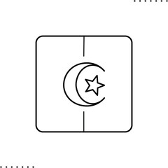 Algeria square flag, vector icon in outlines 
