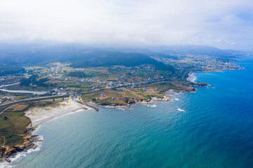 Aerial view of Foz coast in A Mariña Lugo Galicia Spain