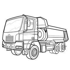sketch of a big truck, coloring, isolated object on a white background, vector illustration,
