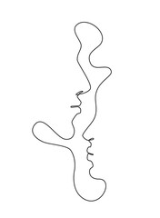 One Line Drawing Woman Face. Beauty Female Portrait