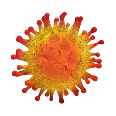 Virus bacteria cell colorful 3D render image isolated on white background. Flu, influenza, sars, coronavirus model illustration. Covid-19 bacterium illustration