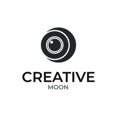 Creative Moon logo design, Moon icon, circle icon, creative geometry design, geometric moon design concept, video camera logo, cinema icon, lens concept