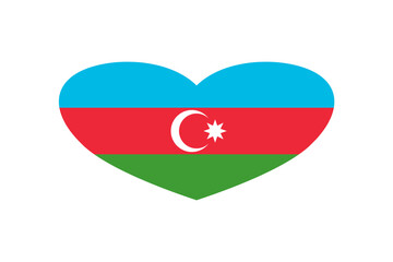 Azerbaijan flag in the heart shape. Isolated on a white background.