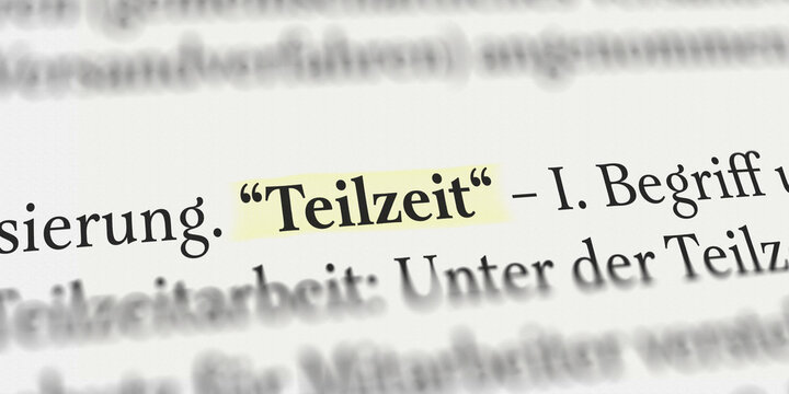 Teilzeit Arbeit im Buch mit Textmarker markiert