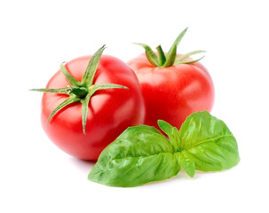 Sweet tomatoes with basil herbal .