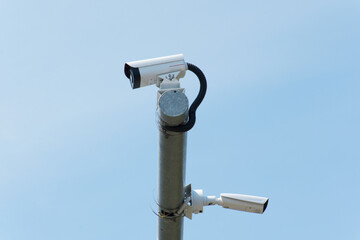 Closeup of traffic security camera. Traffic cameras isolated.