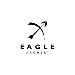 Archery logo vector with bird's head negative space at the tip of an arrow
