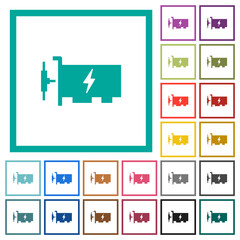 Fast ethernet network controller flat color icons with quadrant frames