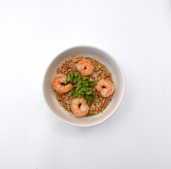 fried rice with shrimps. wok food