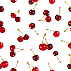 Bright juicy red cherry on a white background