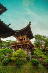 Fototapeta premium Minh Thanh pagoda, a majestic Buddhist architectural structure in Pleiku city in Pleiku city, Gia Lai province (Central Highland of Vietnam)