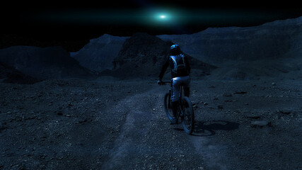 Cyclist in the night desert and a UFO outbreak