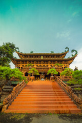 Fototapeta premium Minh Thanh pagoda, a majestic Buddhist architectural structure in Pleiku city in Pleiku city, Gia Lai province (Central Highland of Vietnam)