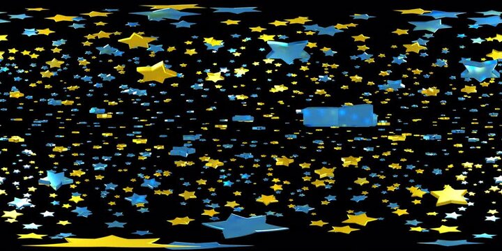 Floating 3D, a lot of colorful stars visual effects for 360 VR video.(loopable)