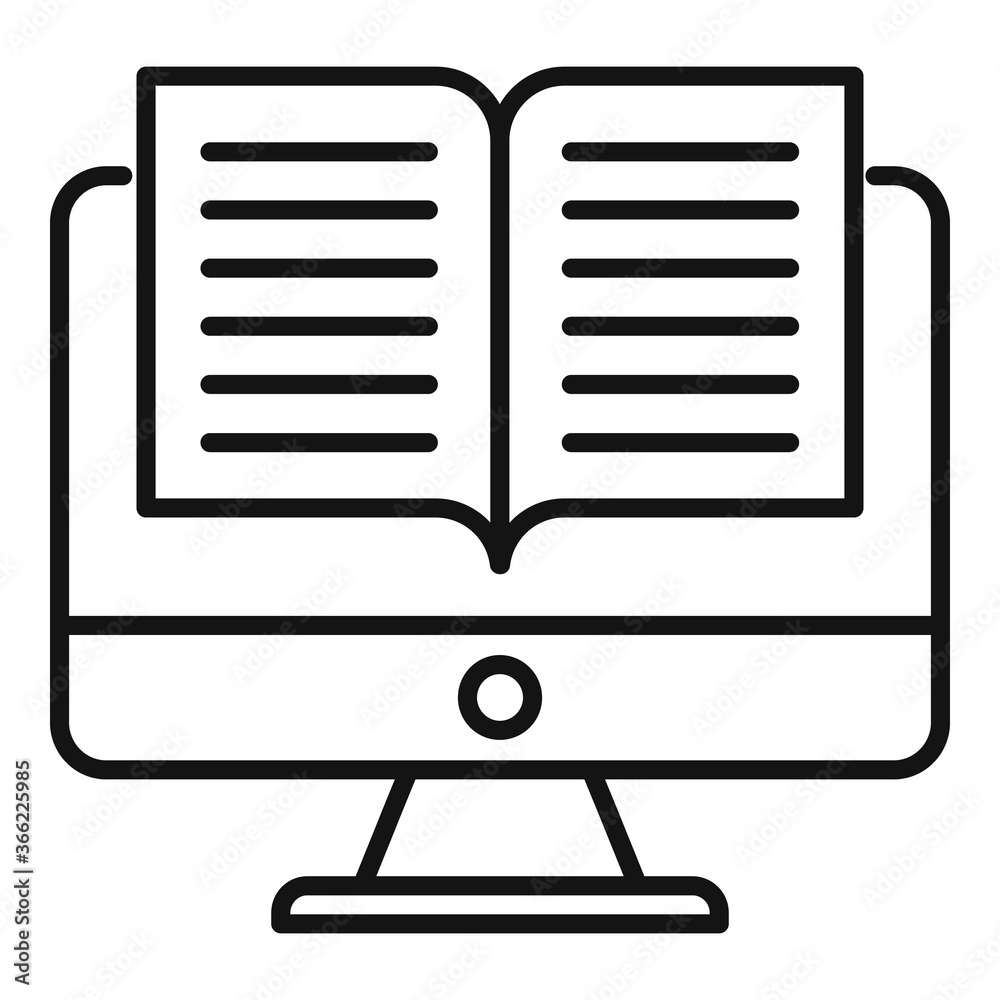 Poster storyteller computer book icon. outline storyteller computer book vector icon for web design isolate