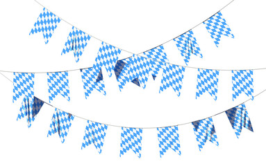 Bavaria party flags garland with checkered pattern isolated