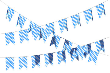 Bavarian party flags garland with checkered pattern isolated