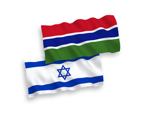 Flags of Republic of Gambia and Israel on a white background