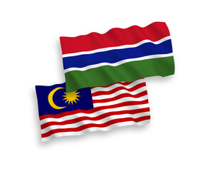 Flags of Republic of Gambia and Malaysia on a white background