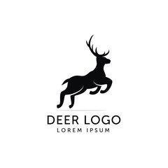 deer jump logo design vector illustration template