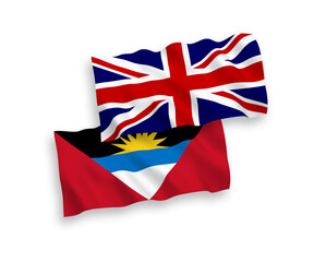 Flags of Great Britain and Antigua and Barbuda on a white background