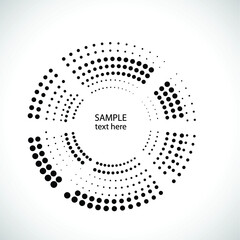 Halftone dots in circle form. round logo . vector dotted frame . design element