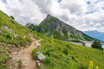 Naklejka na ściany i meble Fantastic hike in the Lechquellen Mountains in Vorarlberg Austria