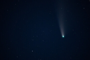 Recordings in the night sky of the comet  Neowise with many other stars in the sky