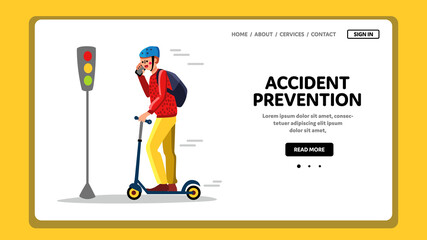 Accident Prevention Inattentive Driver Vector Flat Illustration