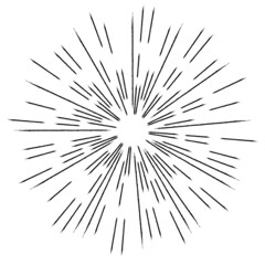 Obraz premium Radial Lines in Circle Form for comic books . Explosion background . Vector Illustration . Vintage round Logo . Handwritten Design element . Abstract Geometric shape . Sunburst .