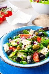 Rustic Greek salad with sheep's cheese