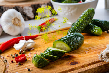 fresh pickled cucumber with garlic, (polish malosolne)