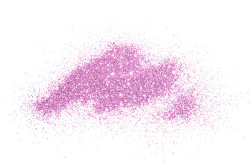 Purple glitter sparkles on white background. Can be used as place for text, for greeting or invitation cards, fashion magazines, web sites etc.