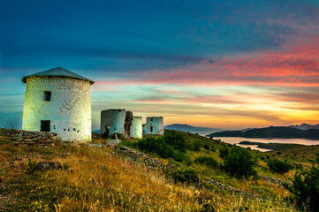 A narrow street view in Bodrum. Bodrum is populer tourist destination in Turkey.