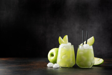 Summer cocktail with green apple