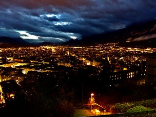 night view of Grenoble