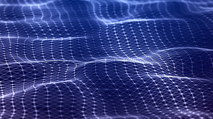 Digital wave with meny dots. Abstract backdrop of dynamic wave. Technology or science banner. 3d